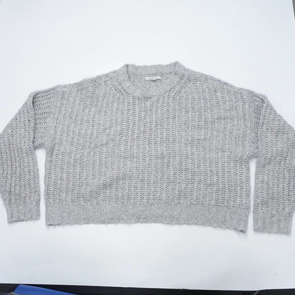 American Eagle Outfitters Sweater Women's Medium Gray Knit Long Sleeve Crew Neck - Picture 1 of 7